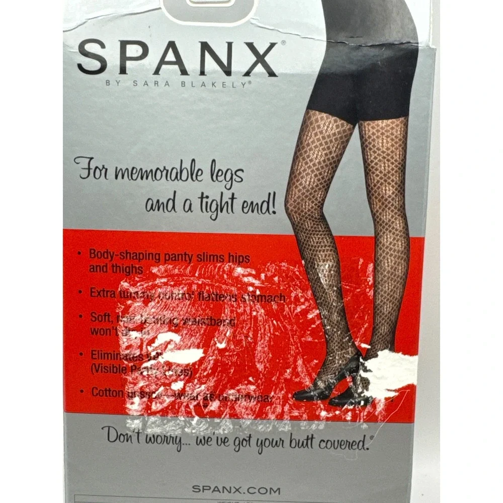 SPANX Uptown Tight-End Tights Diamond A Dozen Patterned Bodyshaping Black‎